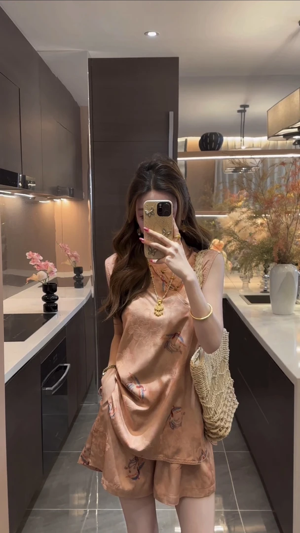 【子芸】《》上衣 短裤JJX5TZ3355新中式提花斜襟轻奢重工