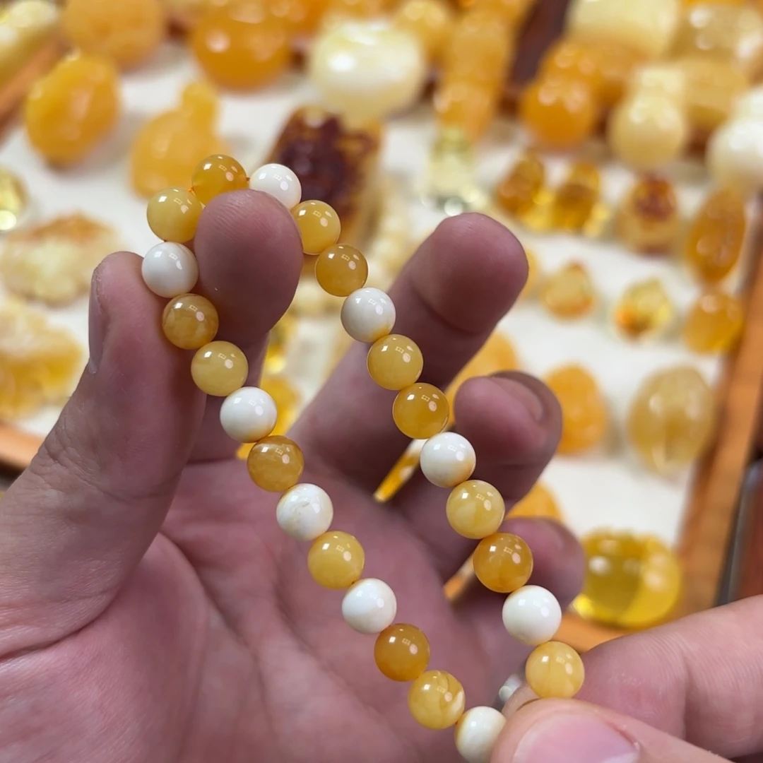 蜜蜡未镶嵌裸石手串