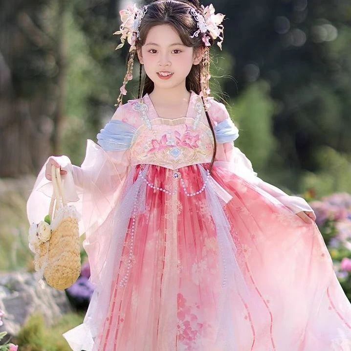 汉服女童春秋款儿童2025新款古风春季古装女孩超仙国风唐装春仙气