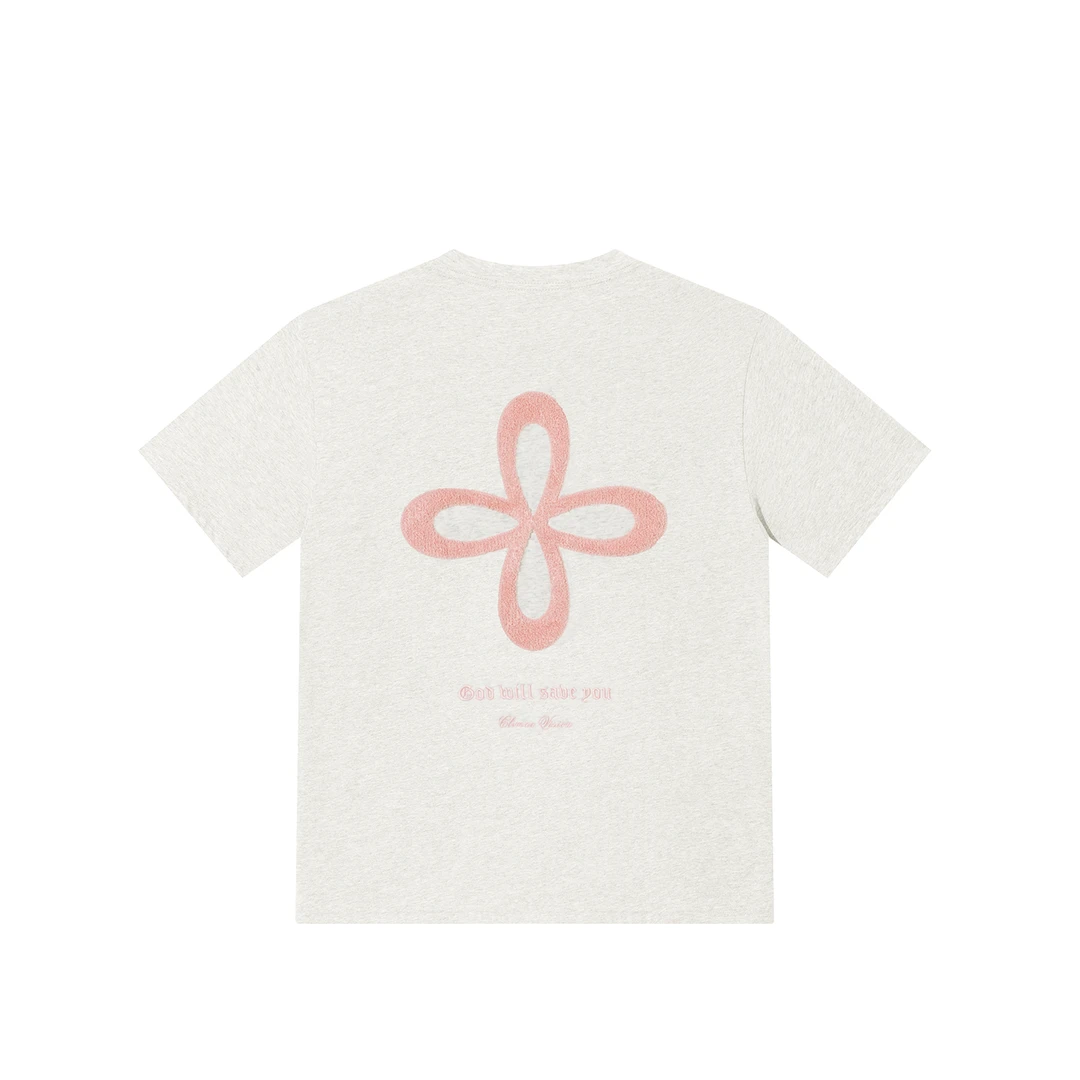 CLIMAX VISION十字花毛巾绣大logo休闲宽松短袖T恤情侣款