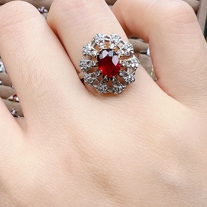 银S925镶嵌红宝石戒指