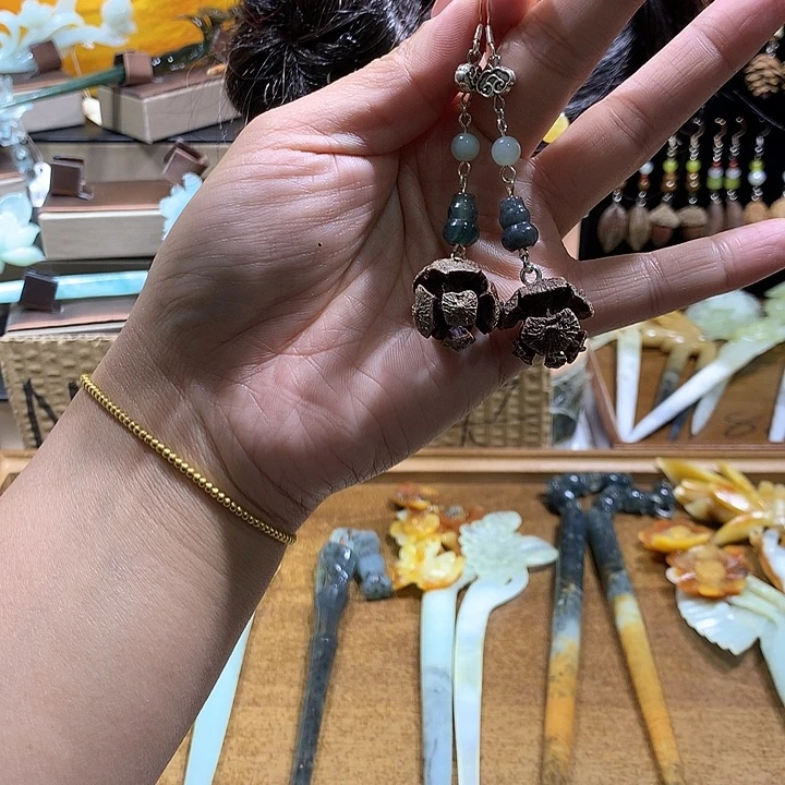 蛇纹石玉合金发饰