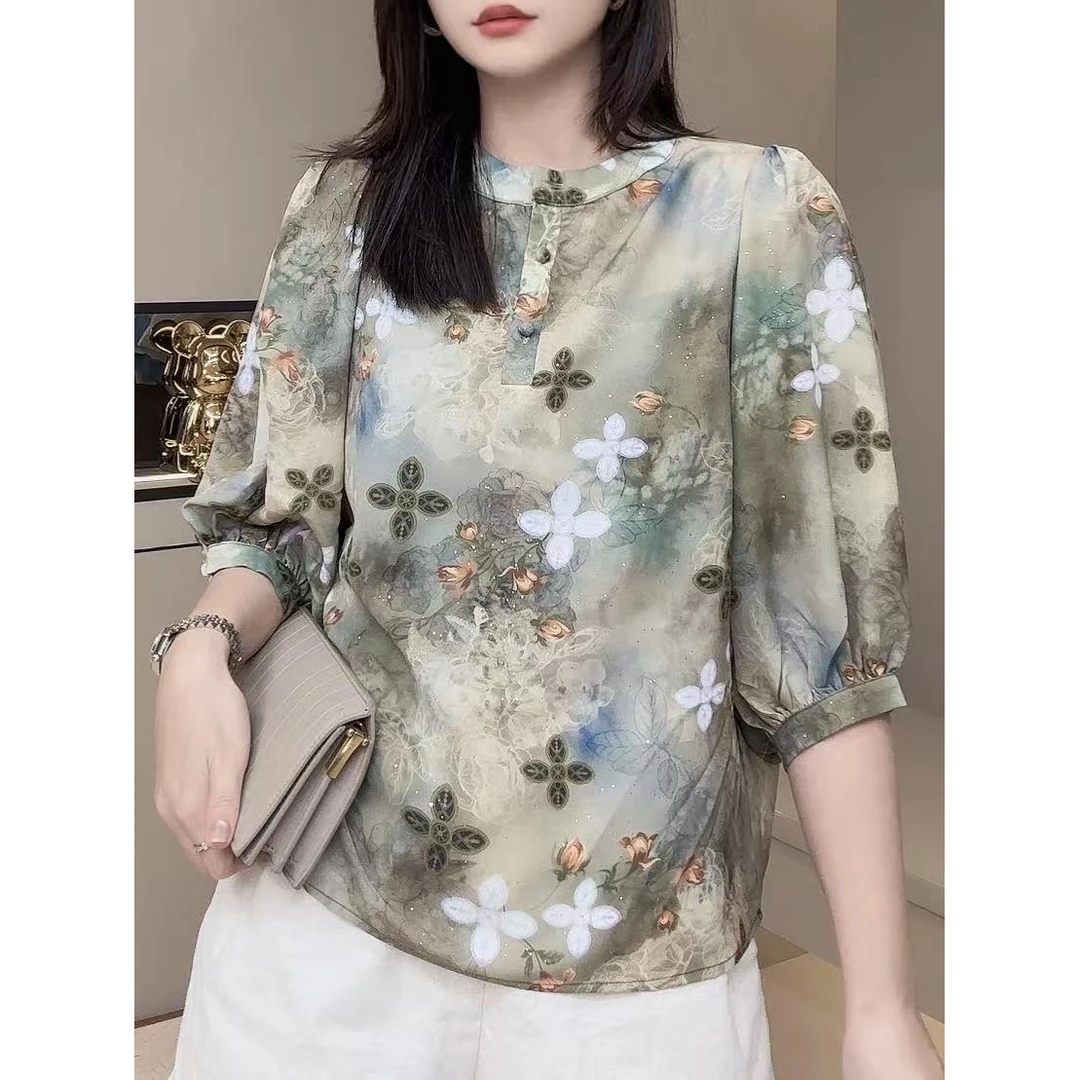 夏季新款浅夏繁花女衬衣Q25BC2262