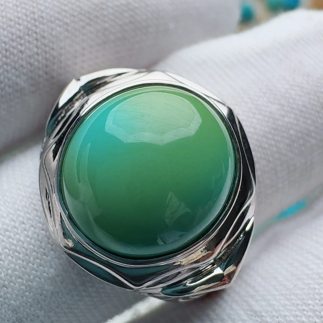 绿松石银S925镶嵌戒指