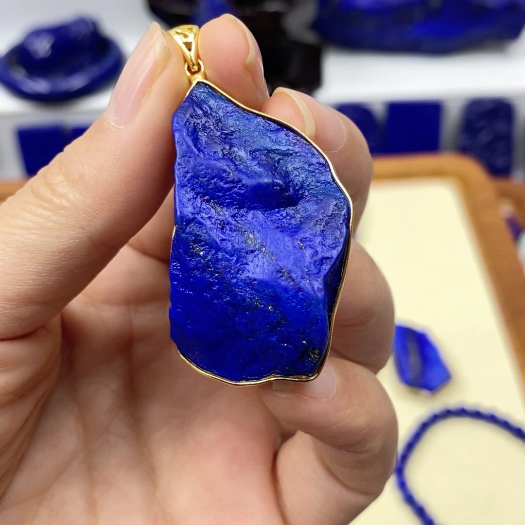 青金石颈饰银S925镀金镶嵌天***～