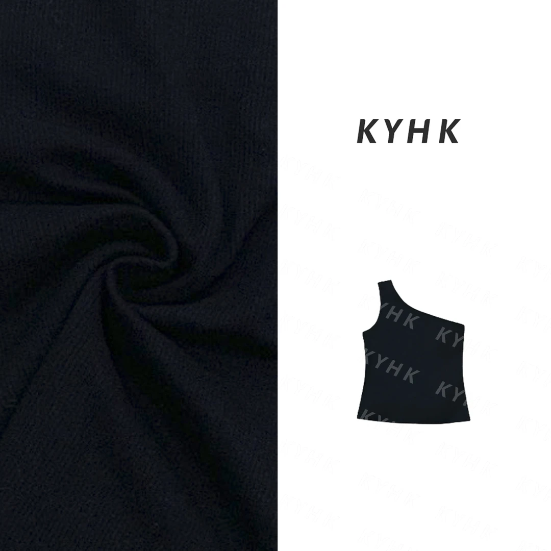 KYHK极简纯色露左手臂单肩修身打底背心250205