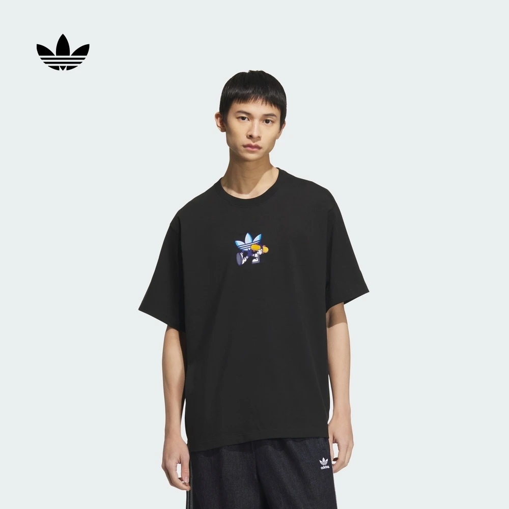 阿迪达斯三叶草 经典纯棉印花上衣圆领短袖T恤男款春夏新款KC3111