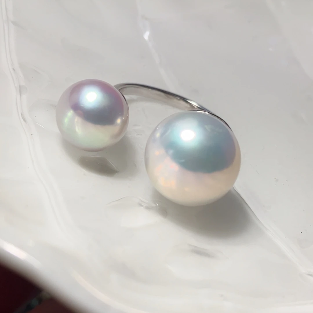 戒指银S925镶嵌淡水珍珠