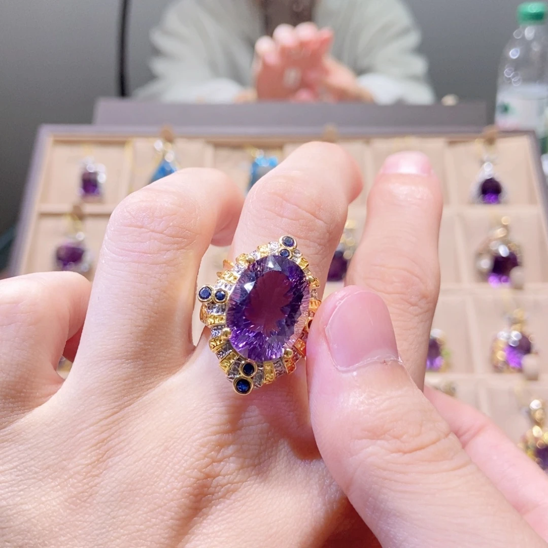 银S925镶嵌戒指紫晶