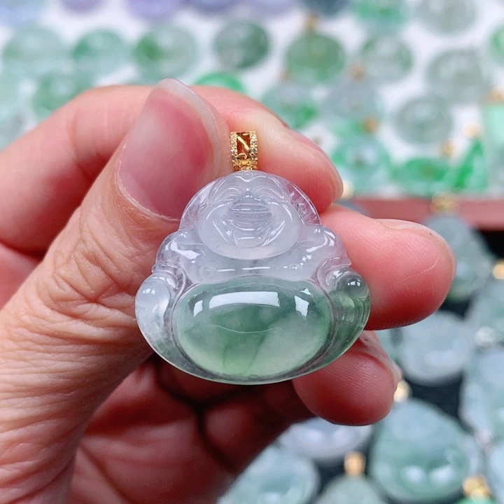 翡翠吊坠(不含链)18K金镶嵌