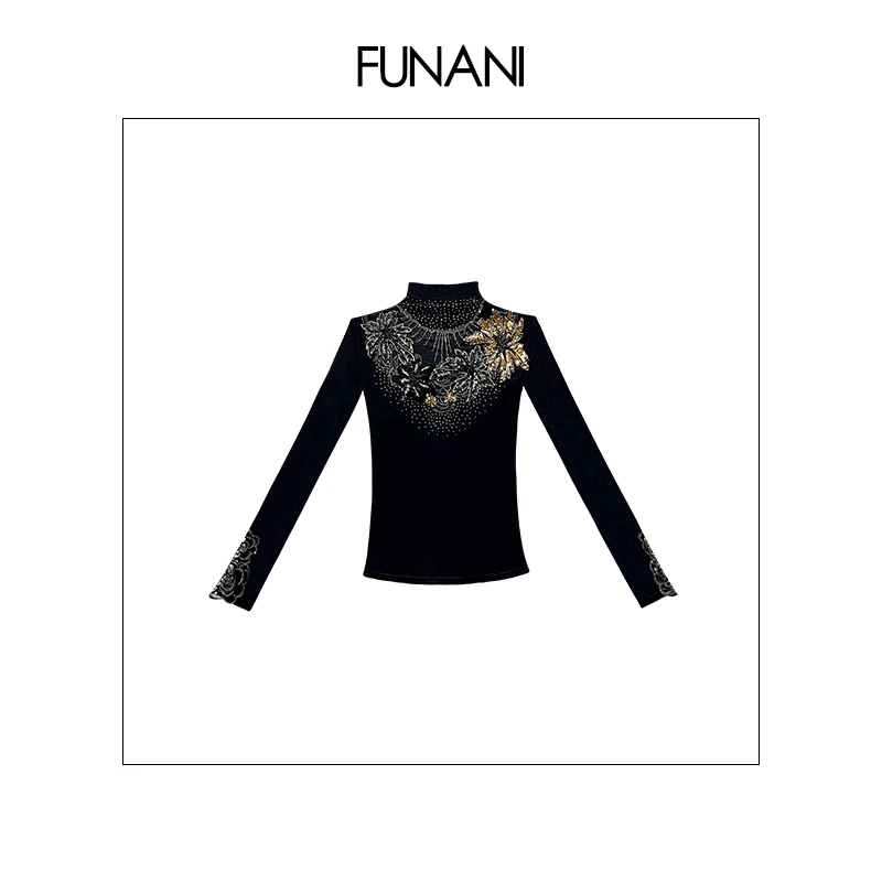 【FUNANI】 轻奢法式重工刺绣2025秋冬女针织衫上衣打底衫X2530973A