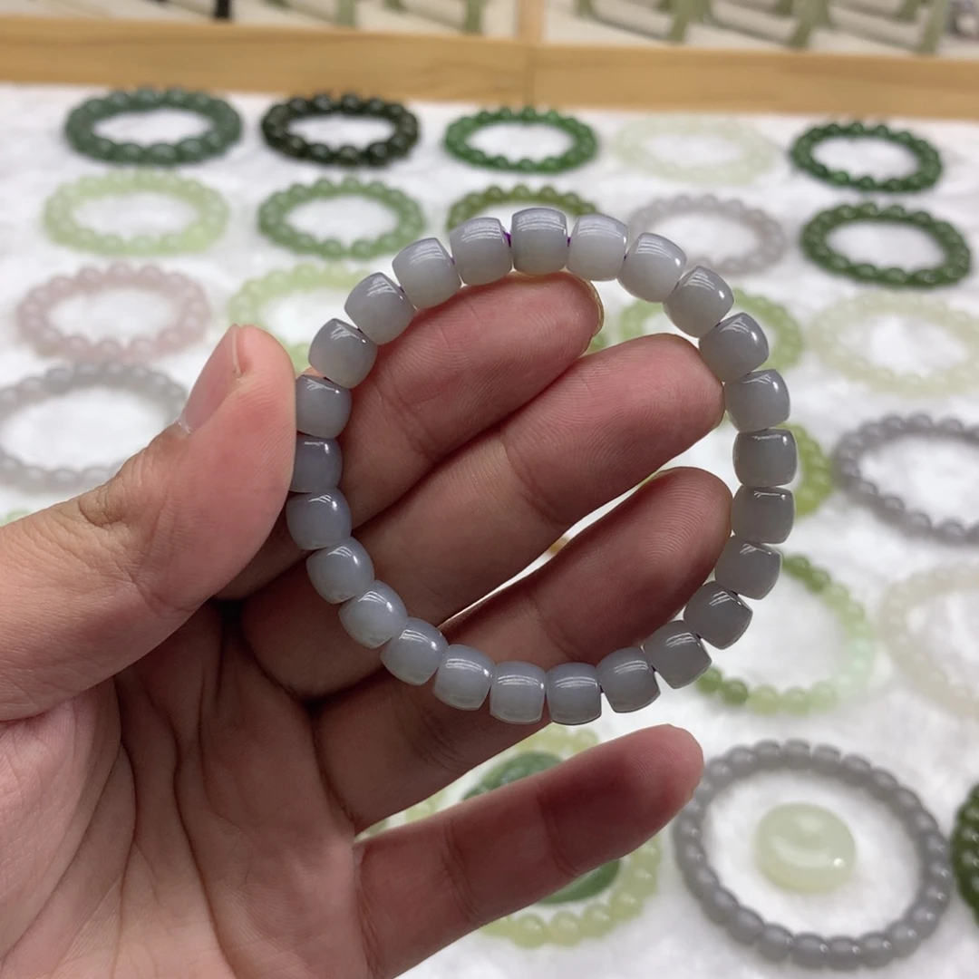 和田玉未镶嵌手串（直切烟紫8）