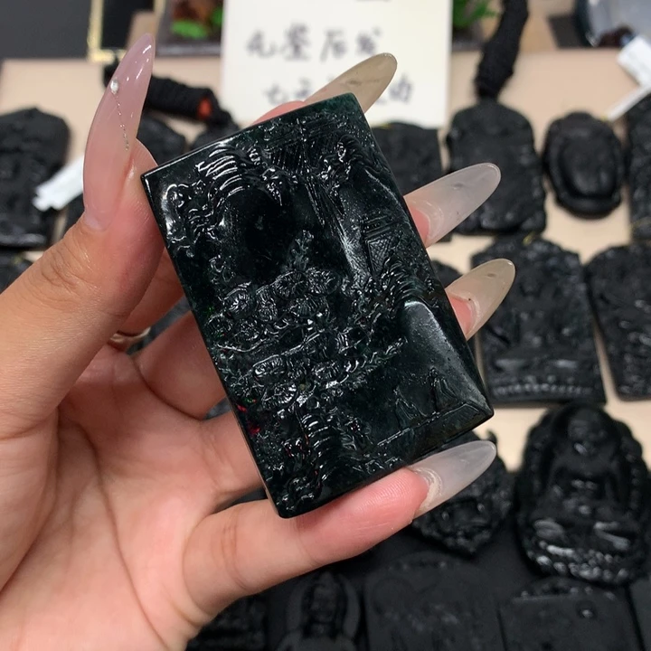 吊坠(不含链)未镶嵌翡翠天然a货钢琴黑挂件
