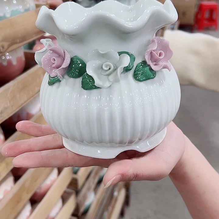 有孔.凑满10元发货多肉陶瓷花盆！