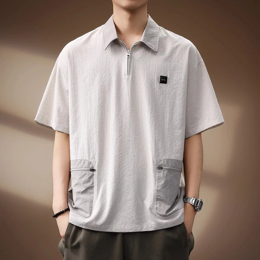 MR.MUDI/穆迪先生高端速干凉感科技口袋短袖Polo衫男夏季宽松大码
