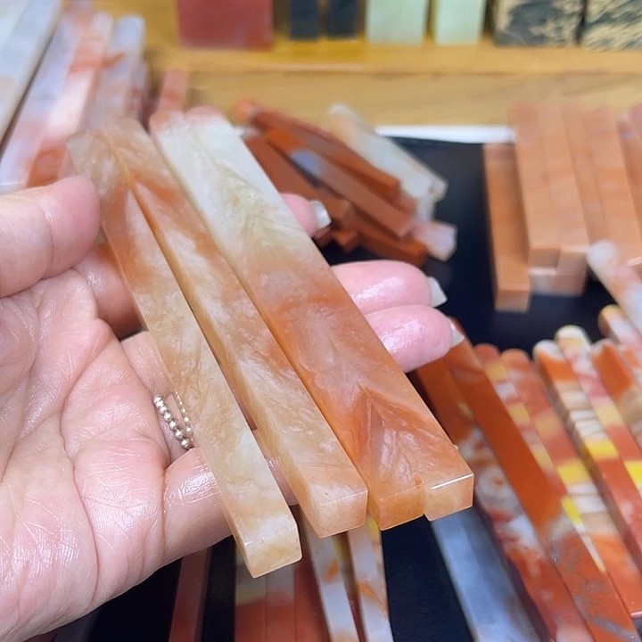 春***雨印石青田石老挝石牙签×4