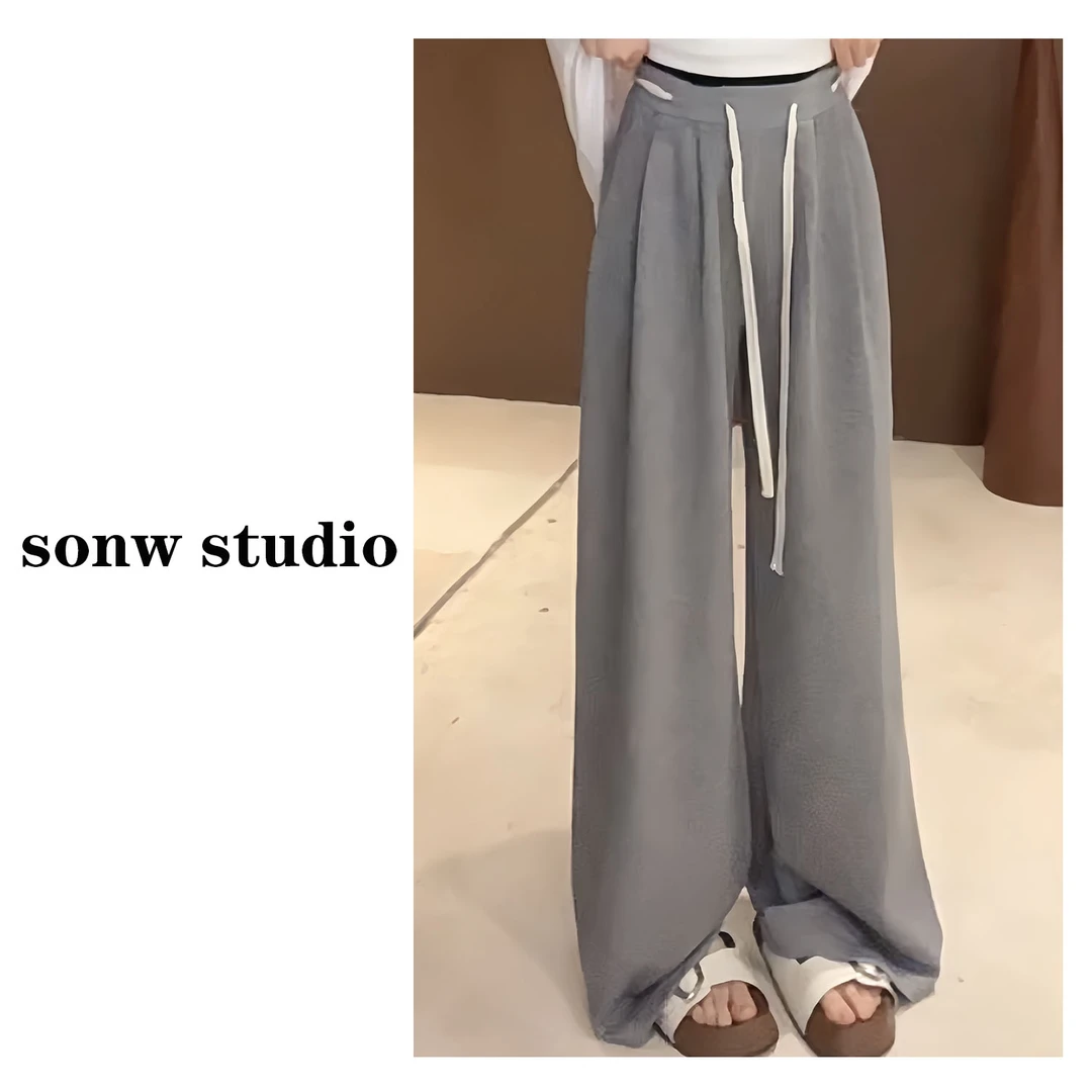 自留款【溜溜裤】休闲高腰松紧宽松夏季阔腿裤女