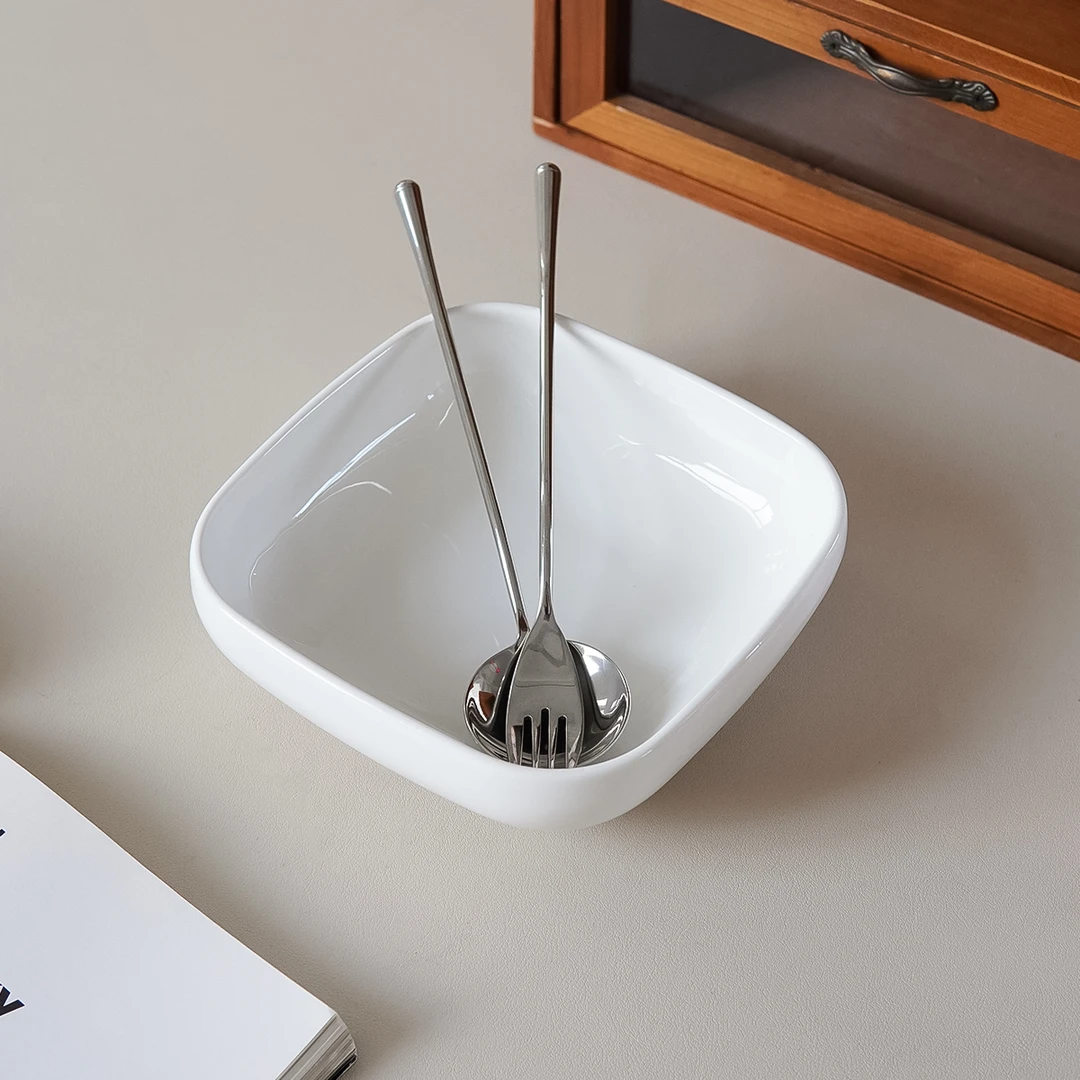 12*5cm 5寸明珠方碗酒店专用饭碗精致炒饭碗陶瓷米饭碗吐骨碟