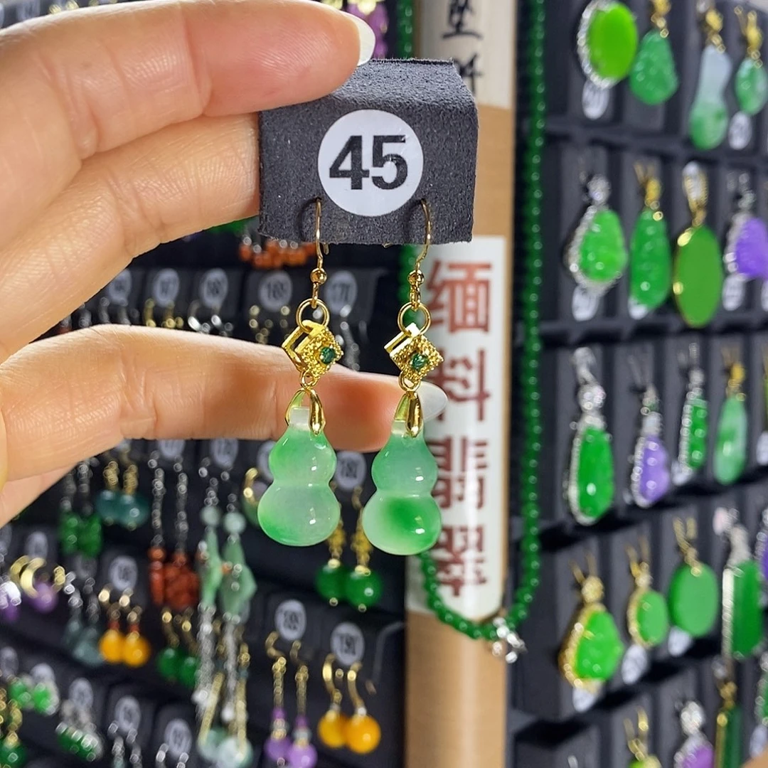 银S925镶嵌翡翠耳饰45