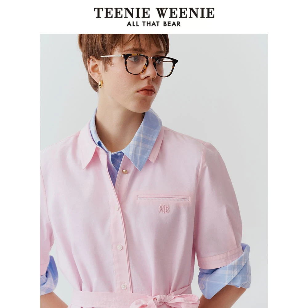 TeenieWeenie小熊女连衣裙25简约气质通勤清新衬衫裙TTOW252402E