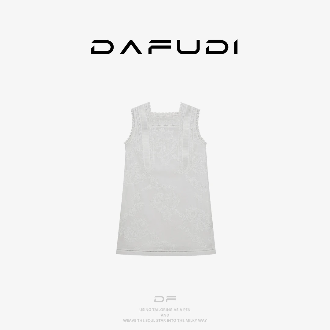 达芙笛【连衣裙】明星刘浩存同款2025夏季新款法式绣花白色花Z6483