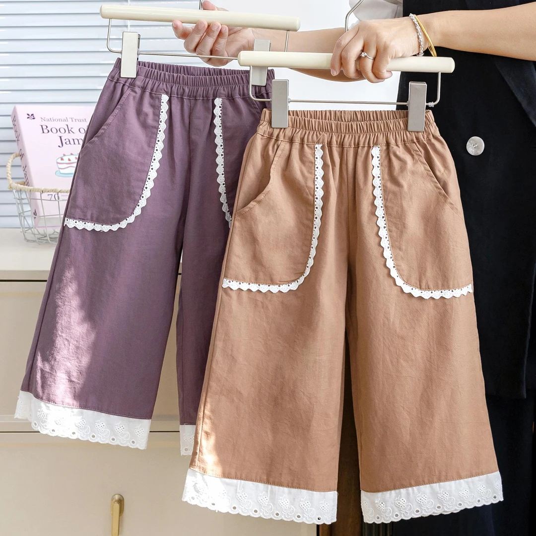 女童裤子春夏2025新款森系女宝宝秋装儿童阔腿裤洋气宽松休闲长裤