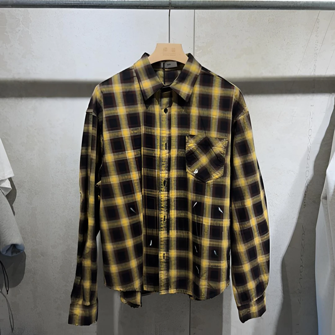 美式复古格子衬衫宽松休闲长袖外套潮流百搭