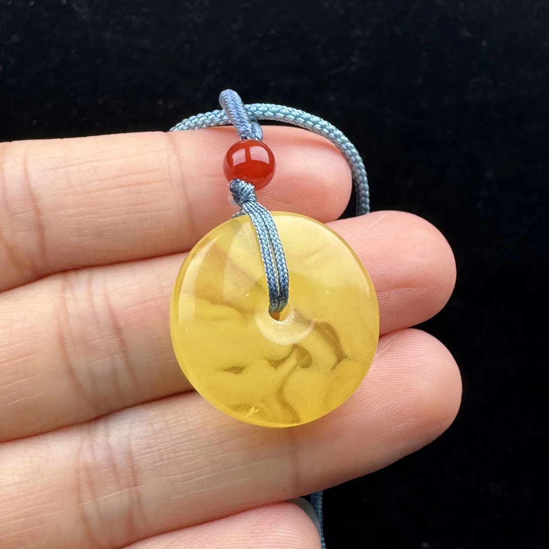 R7101 天然俄料蜜蜡 平安扣 23*7mm支持复检 假一罚四