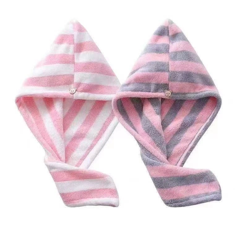 单层快干母婴通用吸水双层干发帽毛巾可爱慵懒风