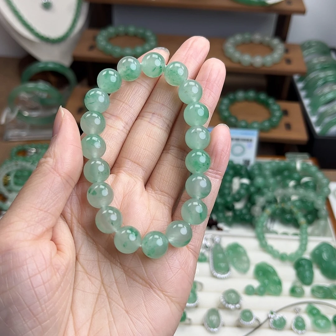 石英质玉（非洲翠）未镶嵌手串卡10