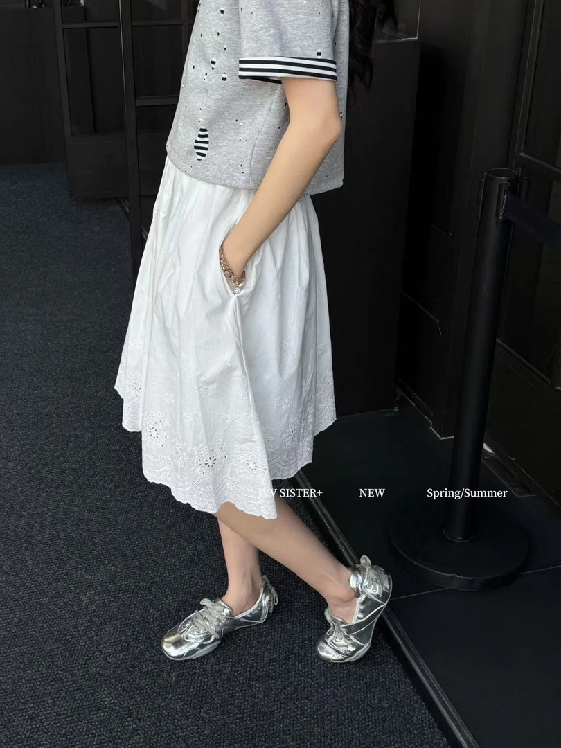 福秒-法式镂空洞洞！花边半身裙（JJ00216#）JVV