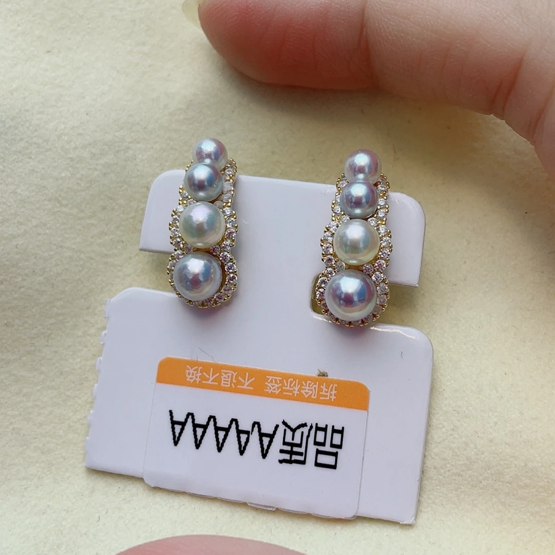 银S925镶嵌耳饰淡水珍珠w49