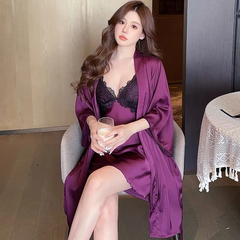 【UMYI米】紫气东来2025新款气质高级感吊带睡衣带胸垫蕾丝睡袍