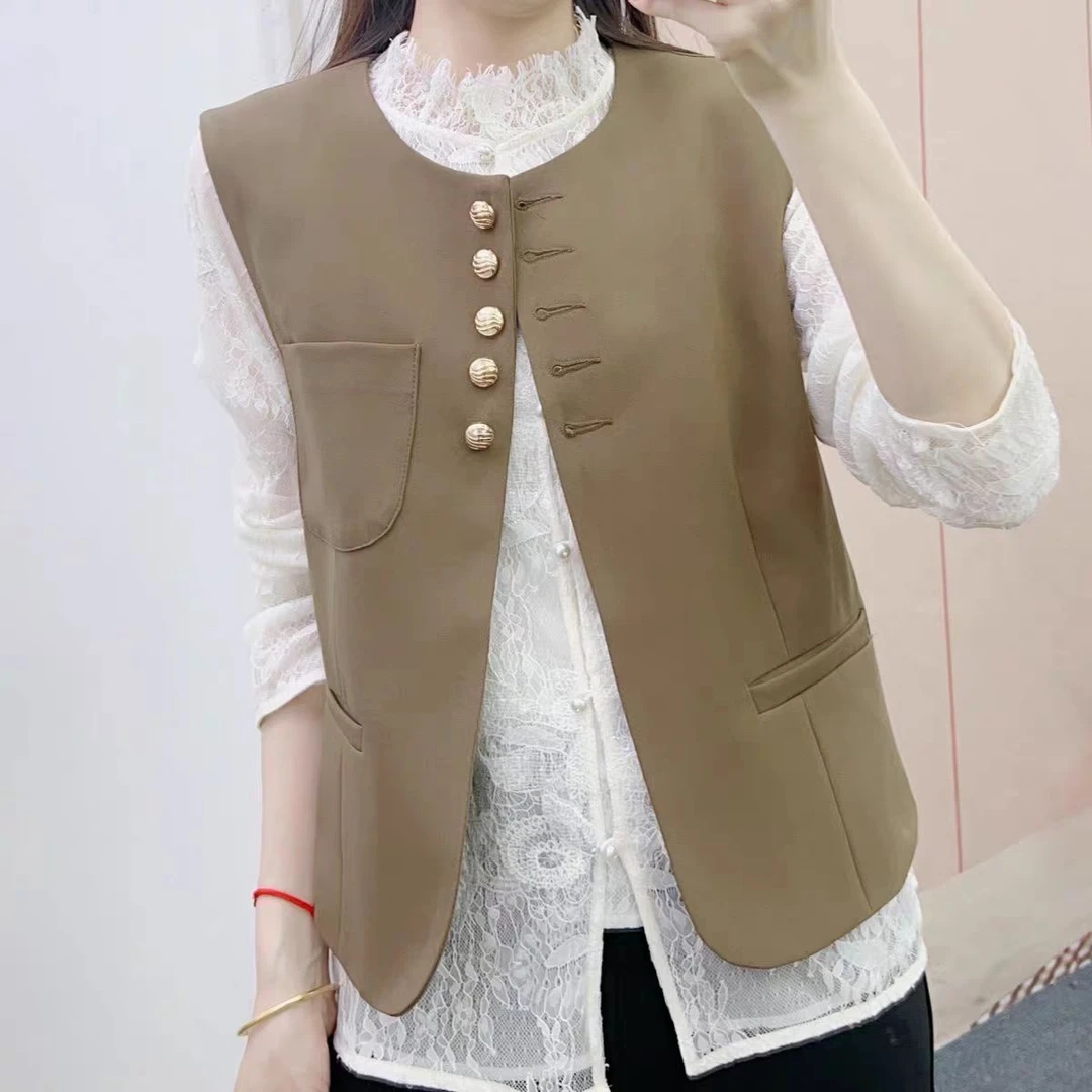 24143款西装马甲复古无袖背心叠穿设计感小众坎肩马甲外套潮