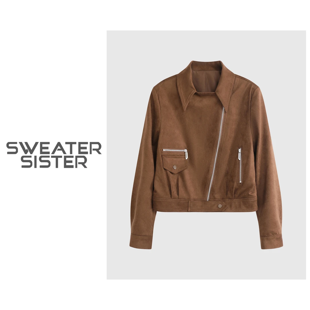 美式复古机车服港风短款帅气夹克外套女5249-25609