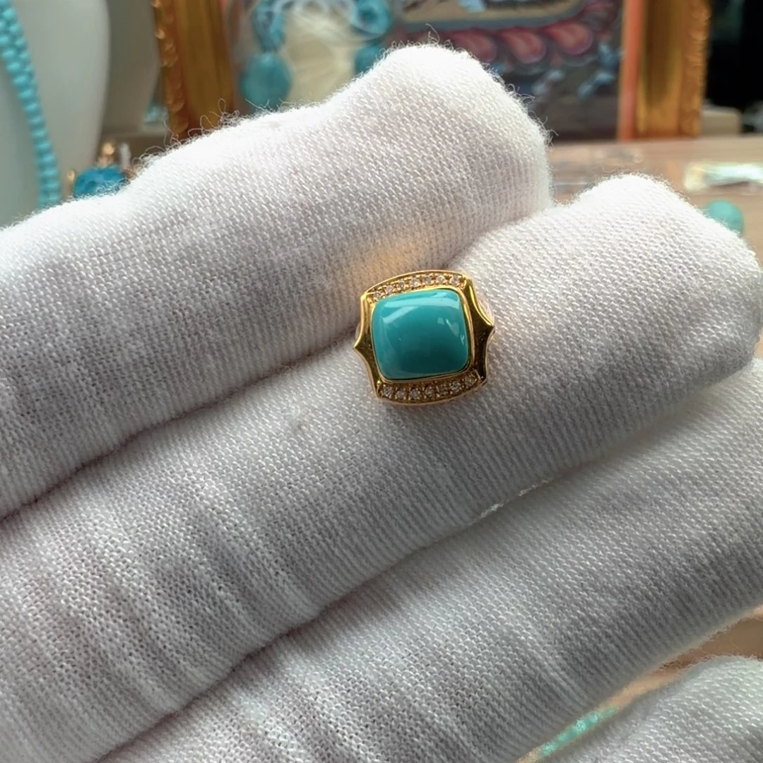 绿松石18K金镶嵌珠宝奇石