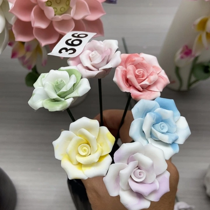 陶瓷手工制作陶瓷花6朵素烧