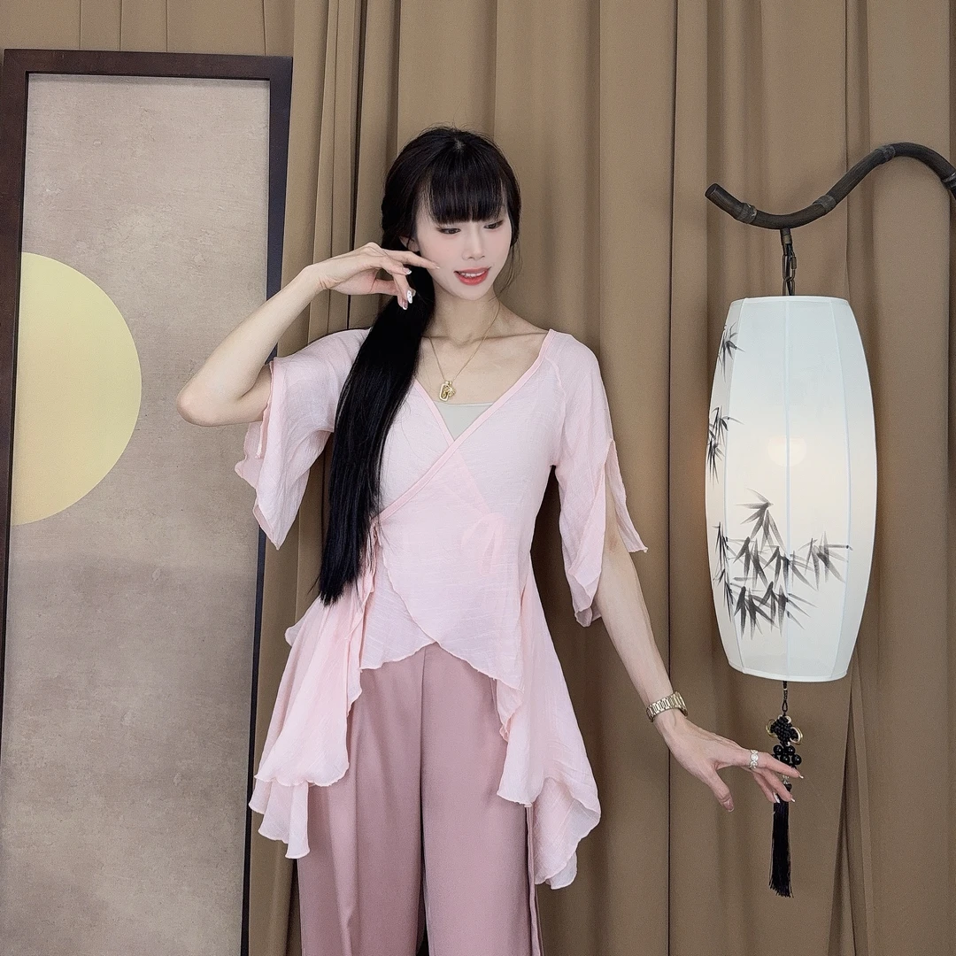 MuMu亚麻开衫古典舞身韵练功服上衣现代舞服瑜伽服