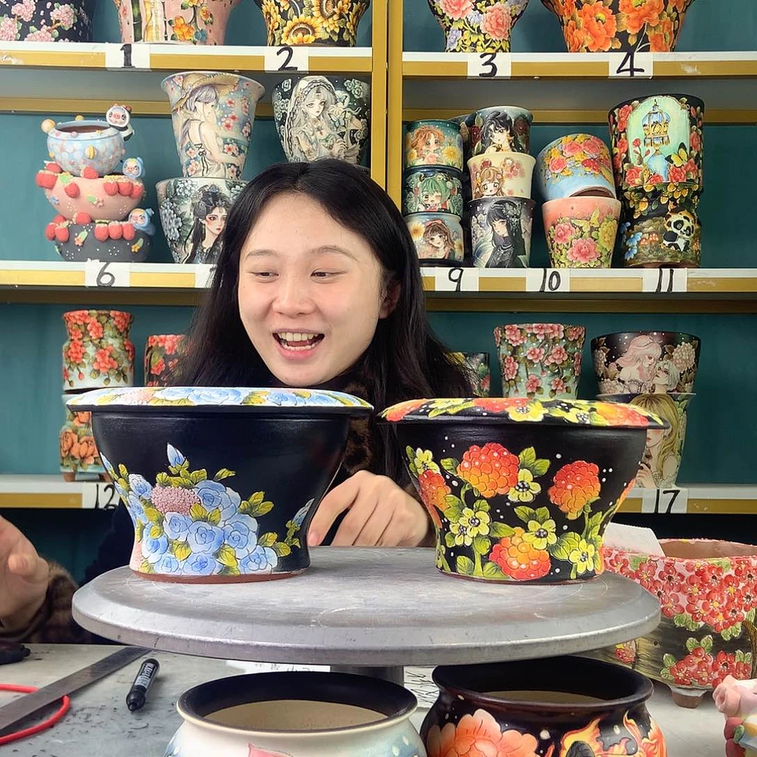 落****陶景德镇手工花盆915