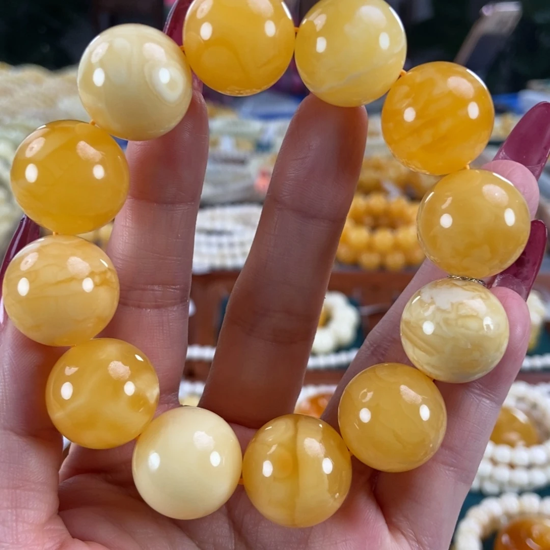 琥珀未镶嵌珠宝奇石18圆珠45.8