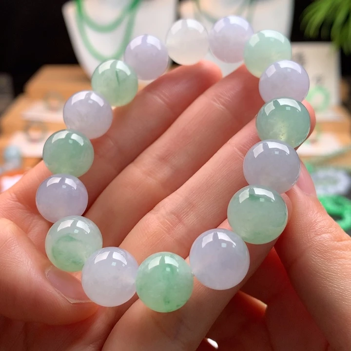 翡翠未镶嵌手串天然缅甸A货翡翠卡12mm