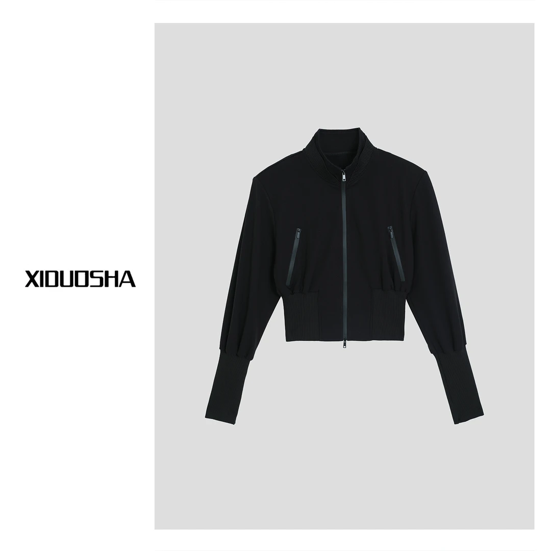 XIDUOSHA/喜朵莎原创设计款立领收腰拉链气质显瘦卫衣外套XDS1021
