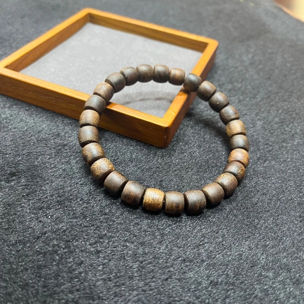 沉水0.8cm直切鼓珠单圈手串正宗海南莺歌绿棋楠沉香