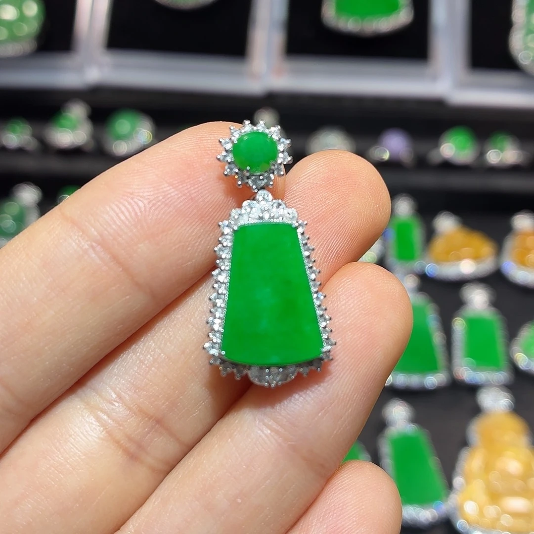 翡翠18K金镶嵌吊坠(不含链)翡翠