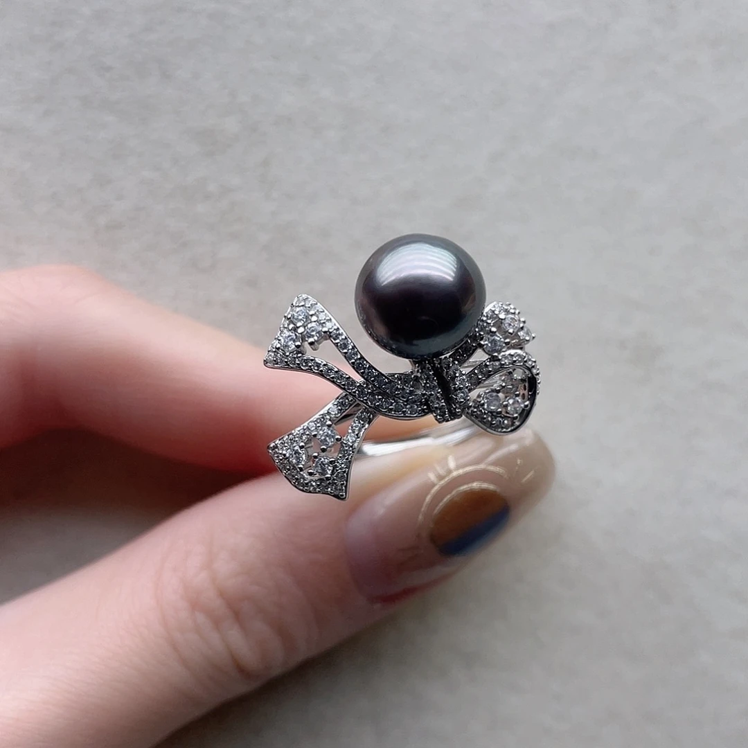 银S925镶嵌戒指48海水珍珠