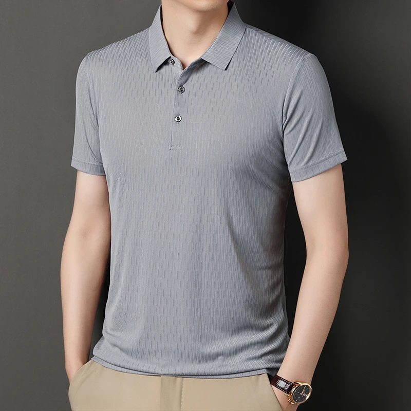 半袖免烫纯色无痕宽松t恤短袖夏季商务正肩Polo衫