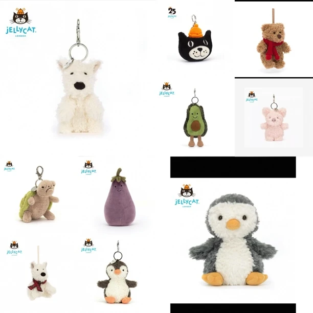Jellycat熊头包咖啡包牛油果小熊小猪小龟高尔夫球毛绒挂件