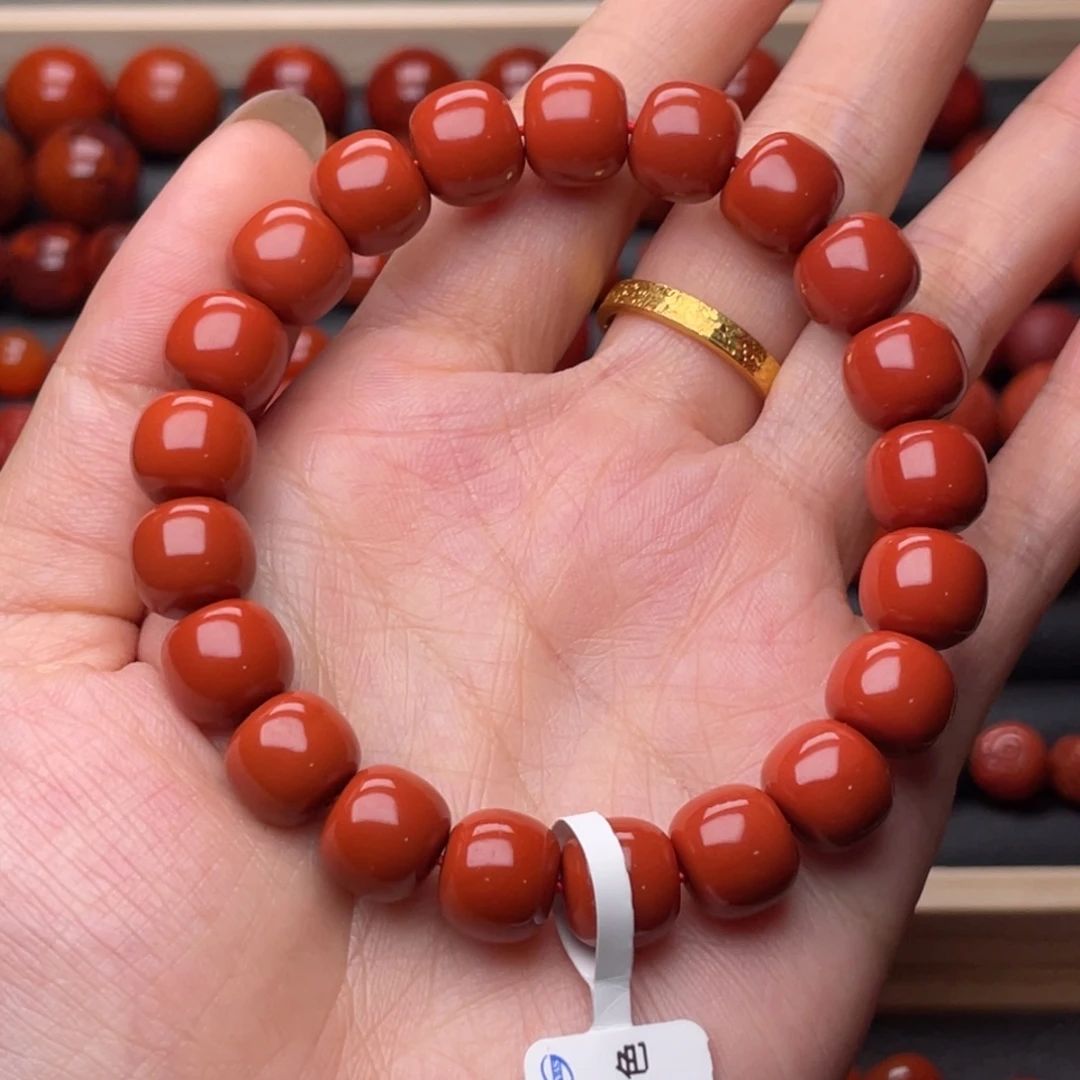 未镶嵌手串南红玛瑙10mm瓦西收藏满色满肉锦红老型手串