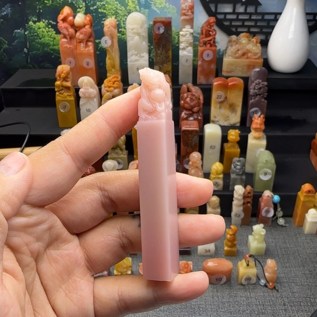 印石寿山石龙戏珠
