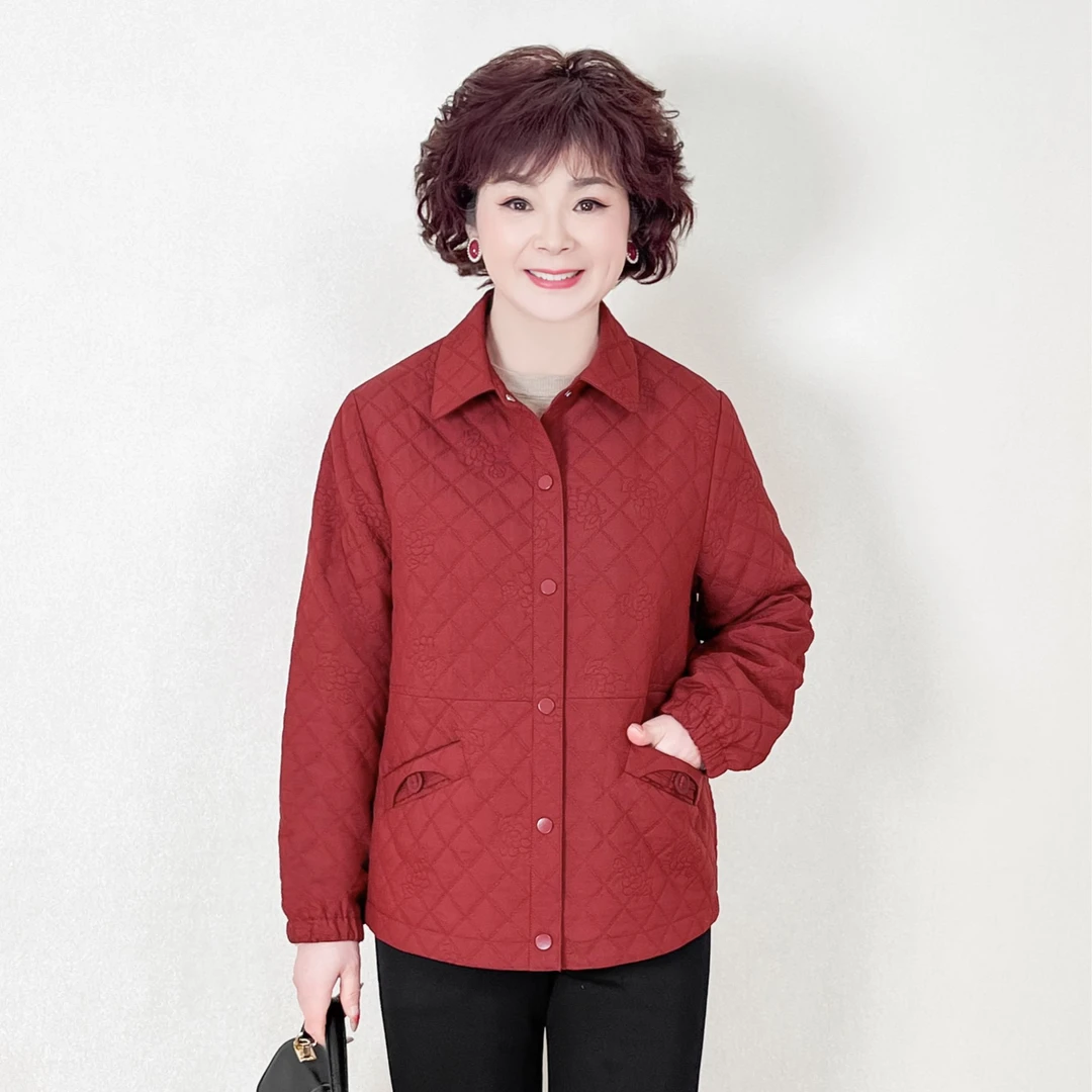 妈妈老年人春装2025新款外套洋气中老年女春秋季夹克大码长袖上衣